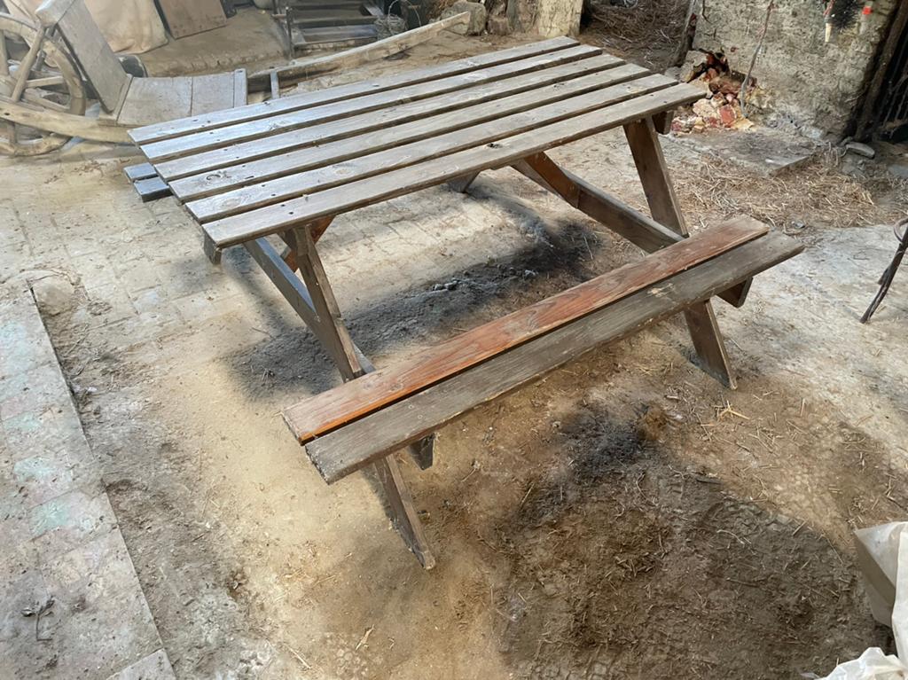 Picknick tafel, Ophalen, Gebruikt, Rechthoekig, Hout