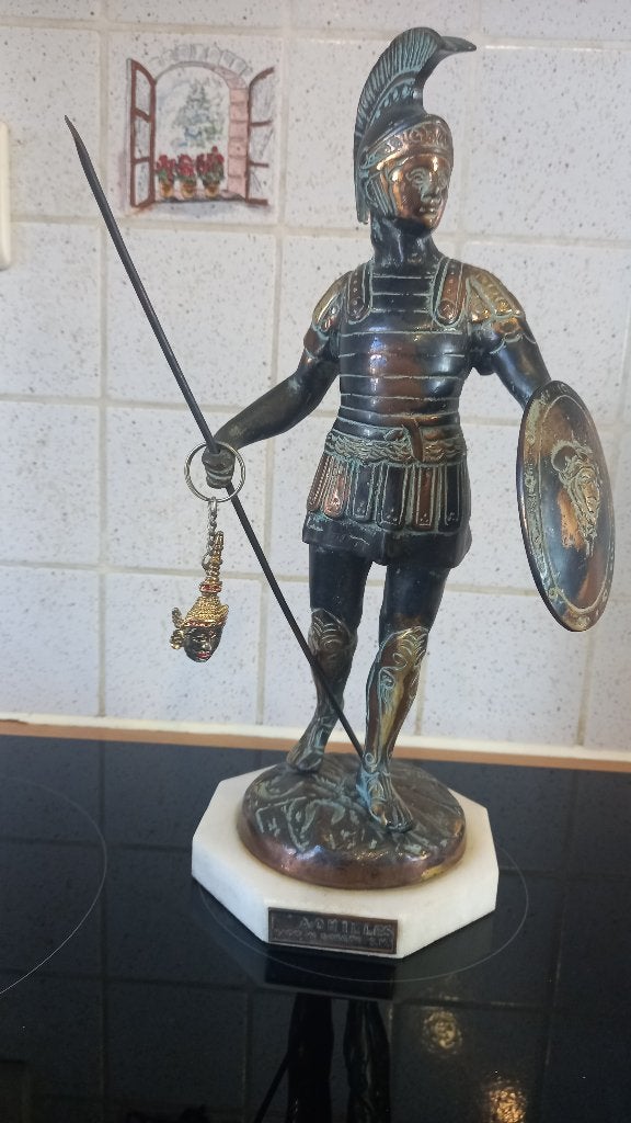 Achille - Guerrier grec en bronze sur socle en marbre, Enlèvement ou Envoi