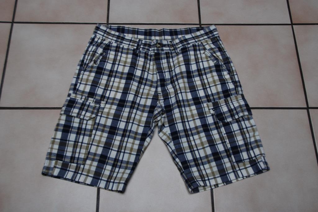 Short Bermuda à carreaux marine et kaki Taille M(48/50) TBon, Enrico mori, Enlèvement ou Envoi, Beige, Comme neuf