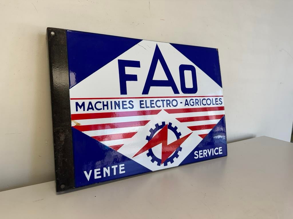 Panneau d'affichage en émail pour machines FAO, Envoi, Utilisé, Panneau publicitaire