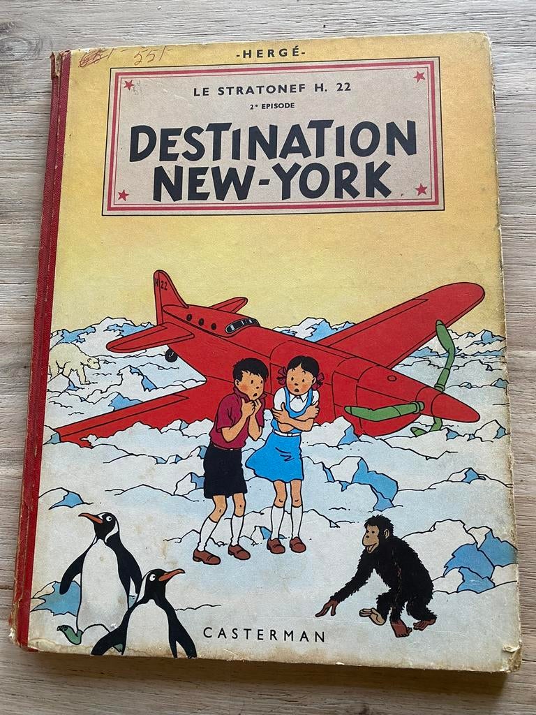 HERGÉ - Le Stratonef H22 - Destination New York - 1951, Enlèvement ou Envoi, Utilisé