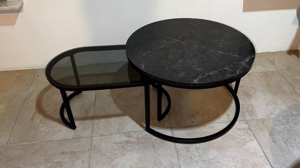 TABLES BASSES RONDES/OVALES EN MARBRE DE VERRE POUR 100 EURO, Maison & Meubles, Comme neuf, Verre, Enlèvement, Modern