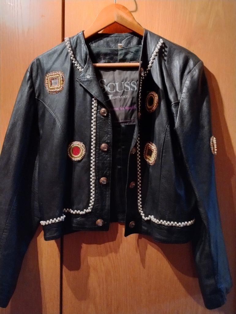 vintage lederen jas van het merk GIANFRANCO SCUSSI, Kleding | Dames, Jassen | Winter, Zo goed als nieuw, Maat 38/40 (M), Zwart