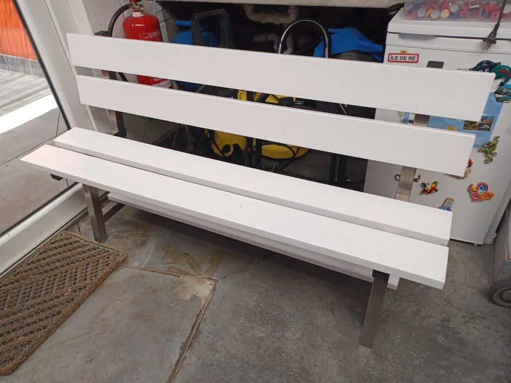 Banc pvc inox, Jardin & Terrasse, Bancs de jardin, Enlèvement, Comme neuf, Inox