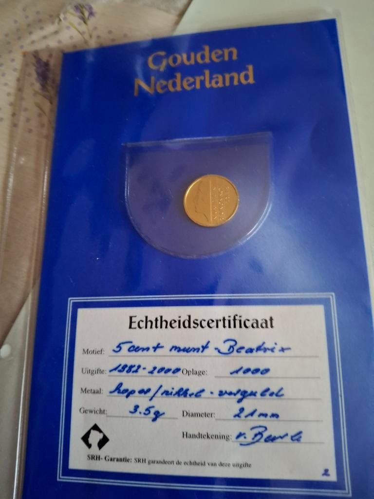 Euro munt 5 cent verguld, Postzegels en Munten, Munten | Europa | Euromunten, Ophalen of Verzenden, 5 cent