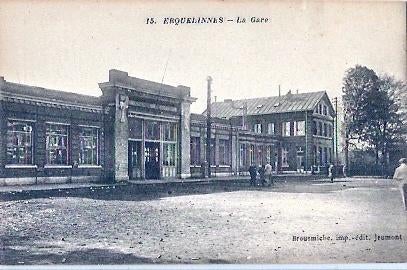 Station CP Erquelinnes, Verzamelen, Spoorwegen en Tram, Ophalen of Verzenden, Zo goed als nieuw, Trein, Kaart of Prent