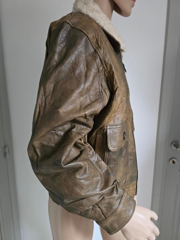Blouson aviateur G-1, Limited New-York, Brun, Porté, Taille 48/50 (M)