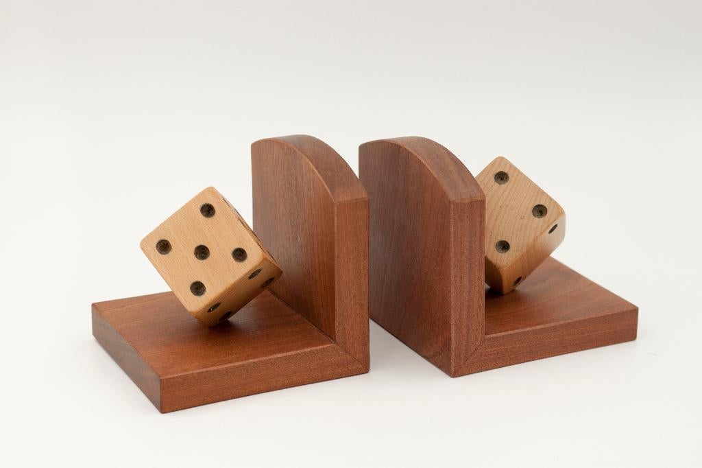 Prachtige Antieke Houten Dobbelstenen Boekensteun, Ophalen of Verzenden