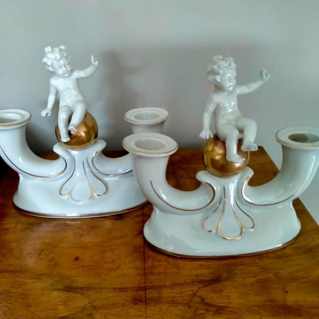 Porseleinen kandelaars, Antiek en Kunst, Ophalen