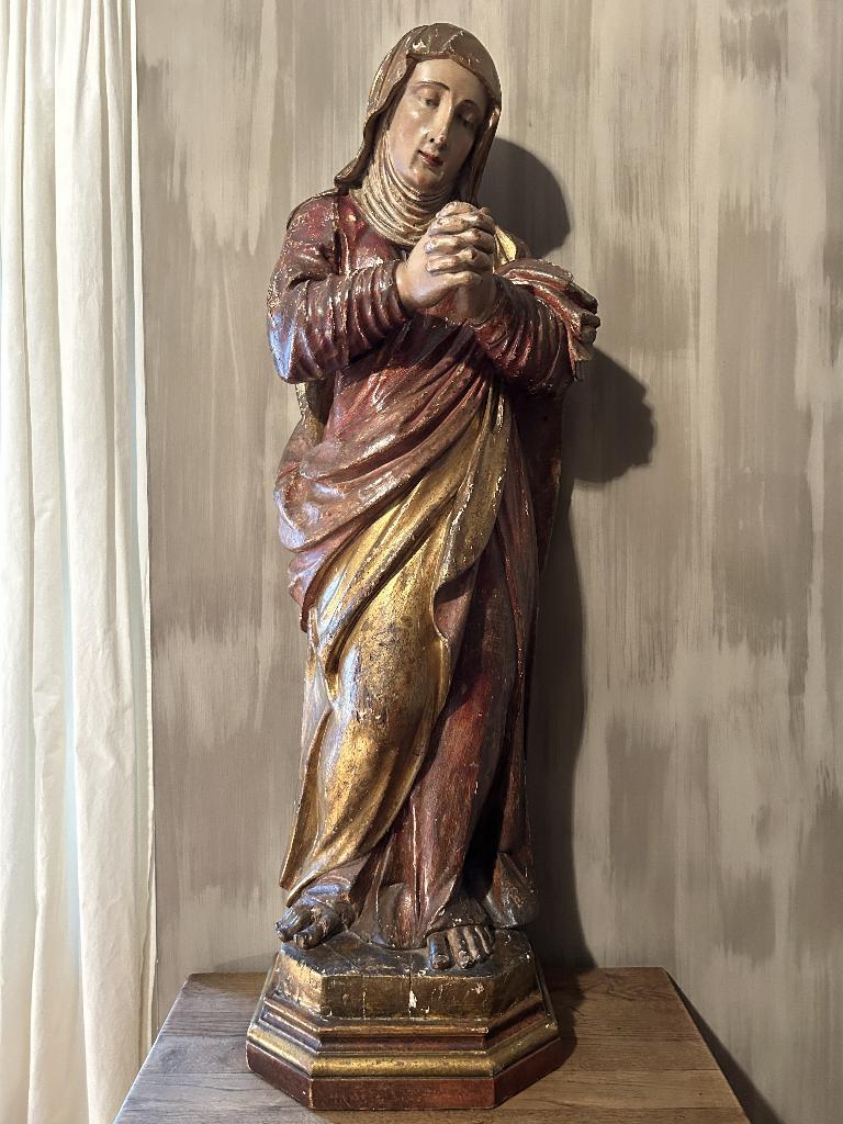 Statue bois la Bienheureuse Vierge Marie, position de prière, Enlèvement