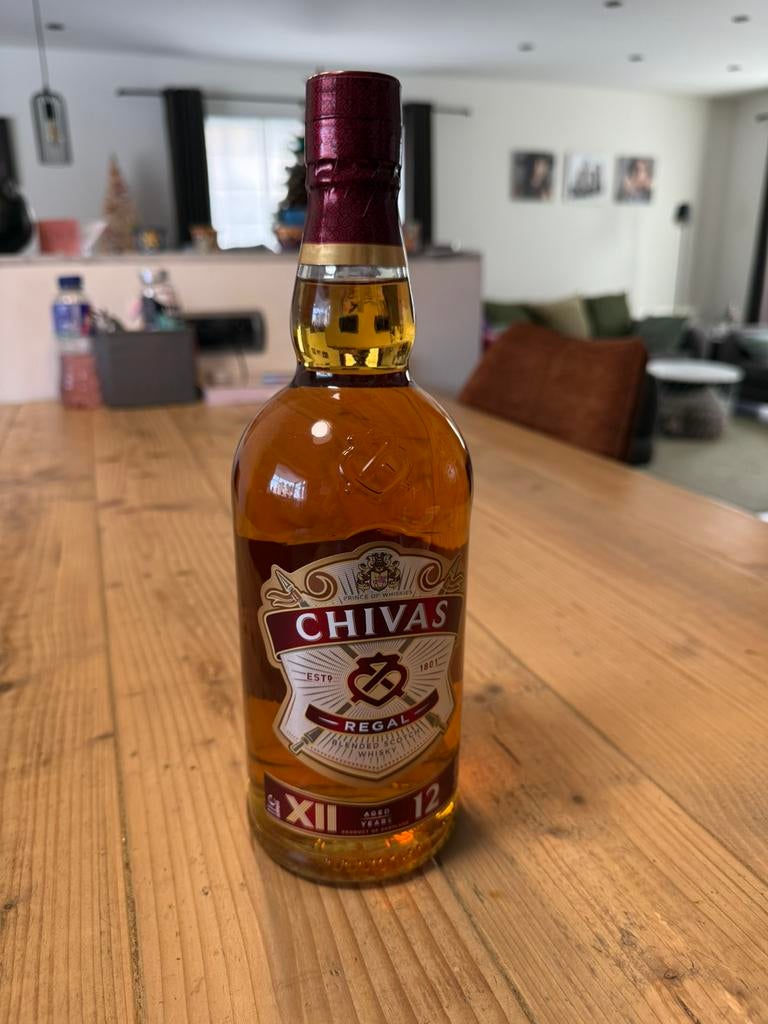 Fles 1 Liter CHIVAS - 12 jaar, Collections, Vins, Enlèvement, Neuf, Autres types