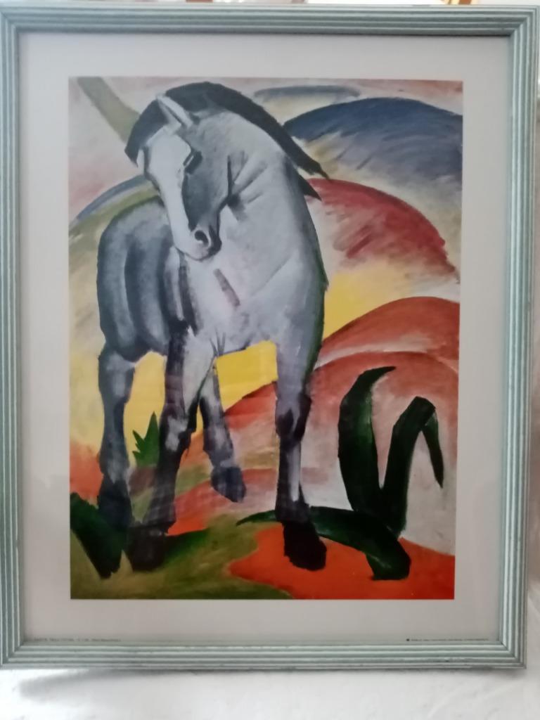 Affiche estampe d'art offset print  Blue Horse by Franz Marc, Neuf, Enlèvement ou Envoi, Avec cadre, Rectangulaire horizontal