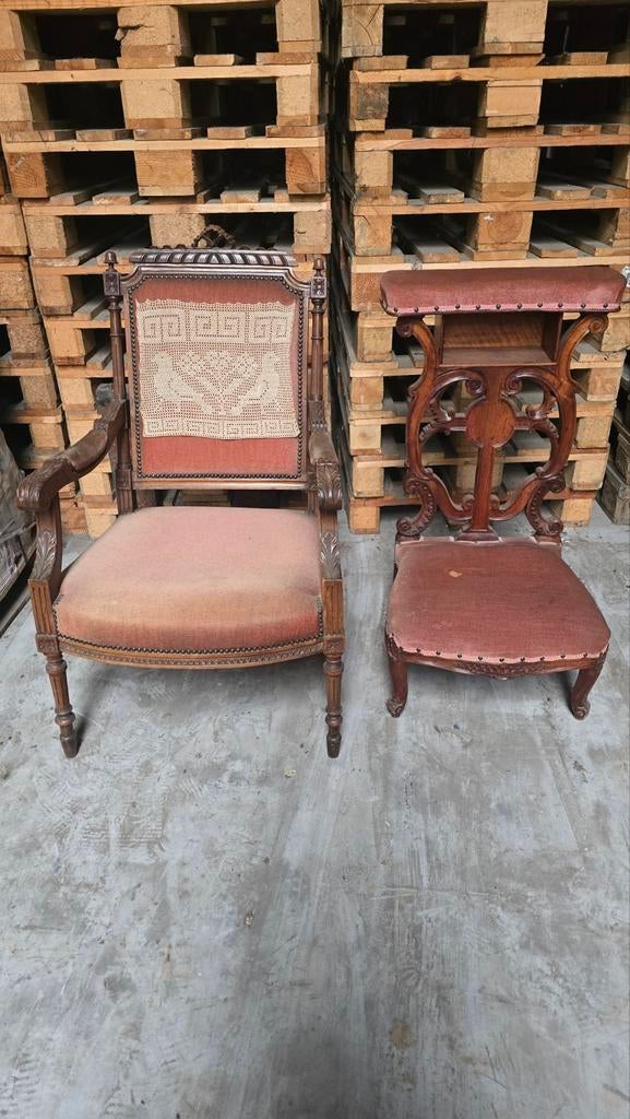 Antiek vintage retro stoel zetel kerkstoel fauteuil armstoel, Antiek en Kunst, Ophalen of Verzenden