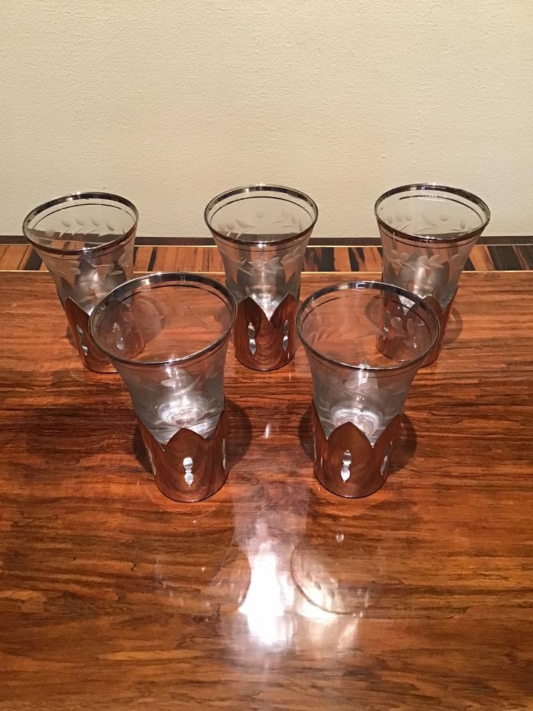 Theeglazen met verzilverde houder jaren 1950, Antiek en Kunst, Ophalen