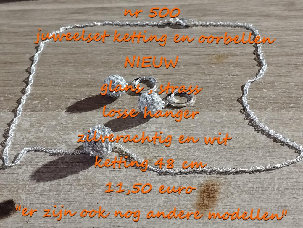 500. Juweelset : ketting en oorbellen , NIEUW  @LAATSTE STUK, Handtassen en Accessoires, Kettingen, Overige materialen, Wit, Nieuw
