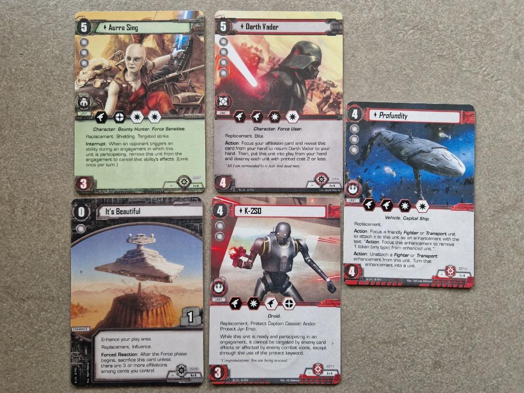 Star Wars JCE LCG replacement set 5 cards K-2SO card game, Hobby en Vrije tijd, Ophalen of Verzenden, Nieuw, Flight Fantasy Games