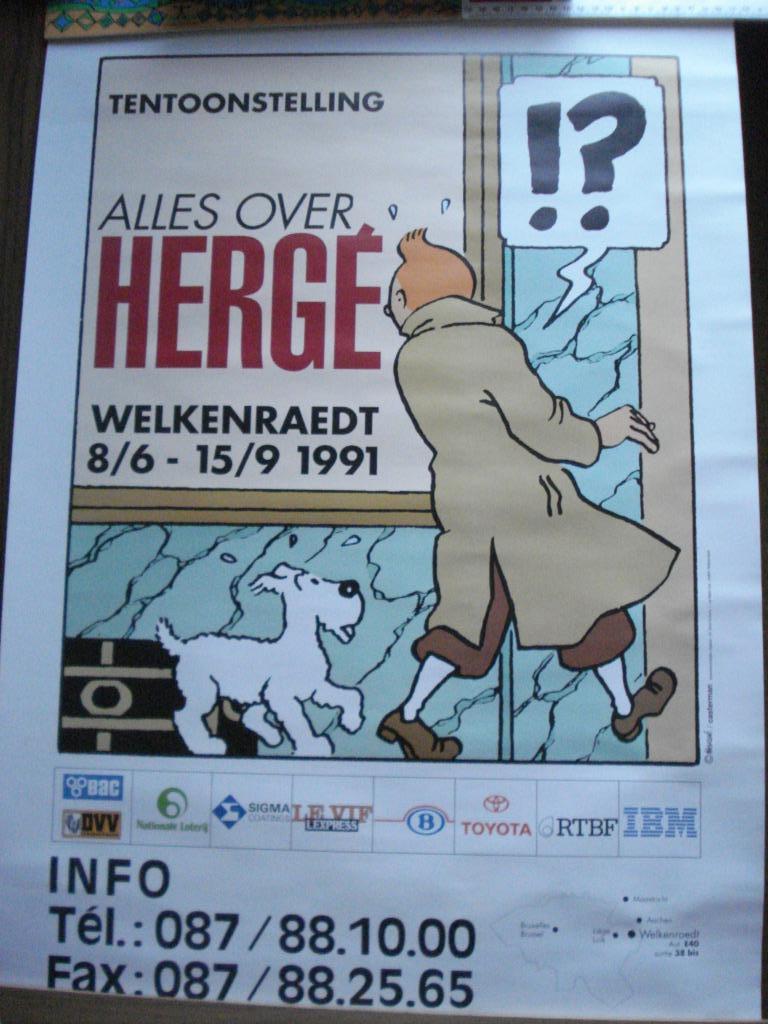 AFFICHE DE TINTIN DE L'EXPOSITION DE 1991 TOUT SUR HERGEIN W, Enlèvement ou Envoi, Tintin, Neuf