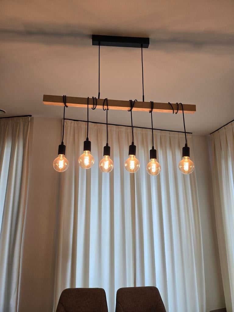 Lampadaire design bois avec plusieurs luminaires, Ophalen, Hout