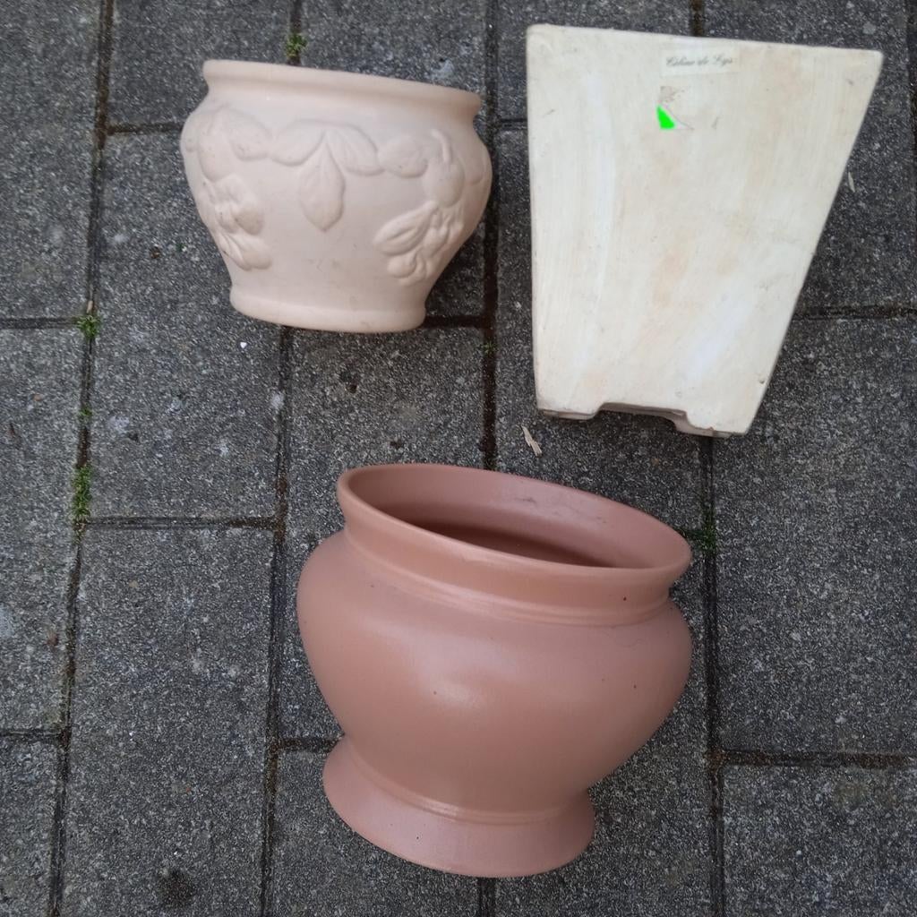 Drie mooie Bloempotten voor binnen of buiten, Tuin en Terras, Ophalen of Verzenden, Zo goed als nieuw, Binnen