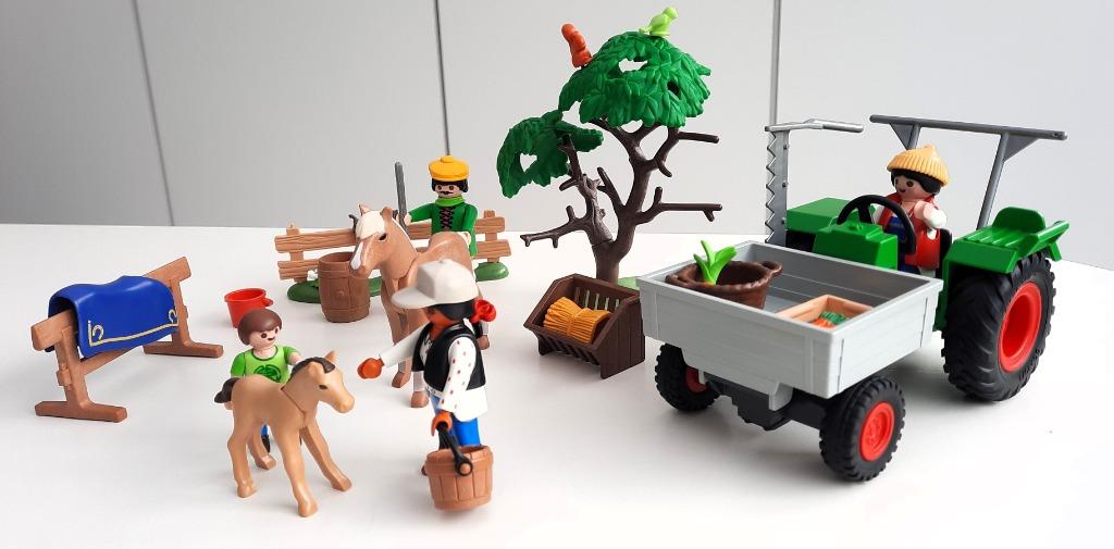 Playmobil tractor met groenten, paard met veulen, Kinderen en Baby's, Ophalen of Verzenden, Zo goed als nieuw