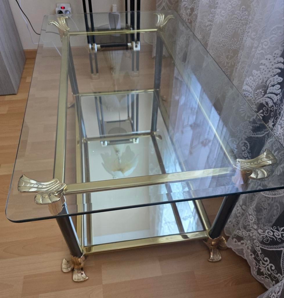 Geslepen glazen salontafel, Maison & Meubles, Tables | Tables de salon, Enlèvement