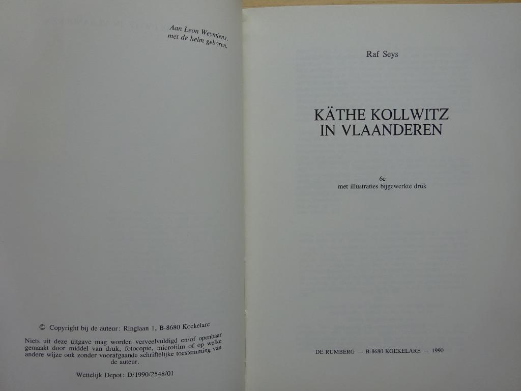 Käthe Kollwitz in Vlaanderen, door Raf Seys, 1990, Gelezen, Beeldhouwkunst, Ophalen of Verzenden, Raf Seys