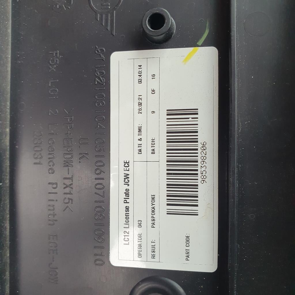 Mini Cooper JCW nummerbord houder.Als nieuw!, Auto diversen, Kentekenplaathouders, Ophalen of Verzenden, Zo goed als nieuw