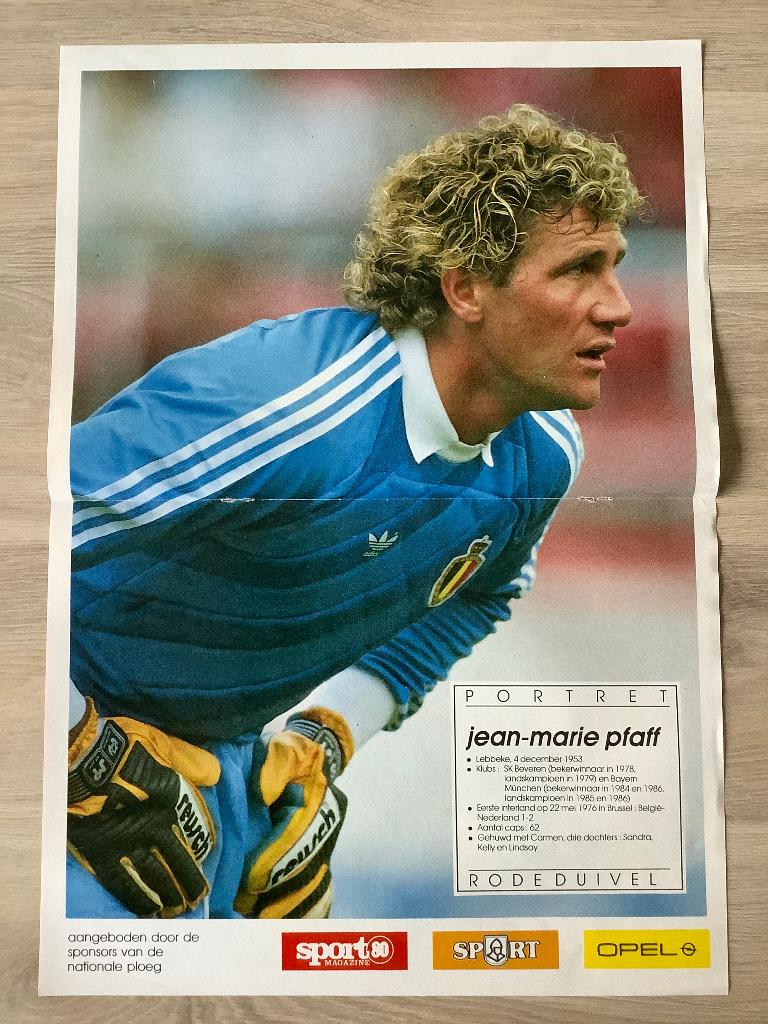 Poster Jean-Marie Pfaff bij Rode Duivels, Enlèvement ou Envoi, Comme neuf, Affiche, Image ou Autocollant