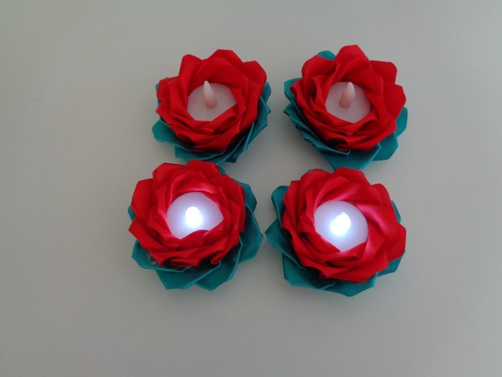 Déco de table Rouge -turquoise bougie sans flamme Neuves., Neuf, Rouge, Enlèvement ou Envoi, Bougie