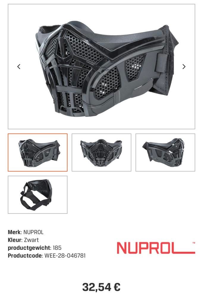 Nuprol airsoft masker, Sport en Fitness, Handboogschieten, Ophalen, Zo goed als nieuw, Bescherming