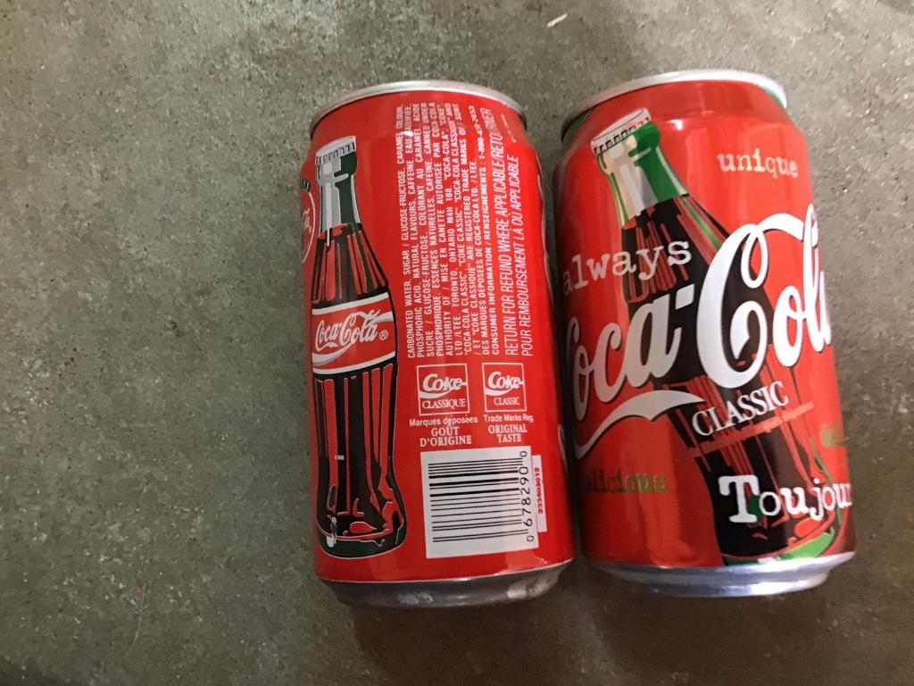 Coca-Cola 2 Canadese blikjes, Ophalen of Verzenden, Gebruikt, Verpakking