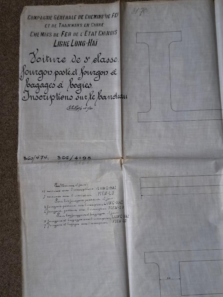 vieux plan de wagon de chemin de fer chinois, Enlèvement