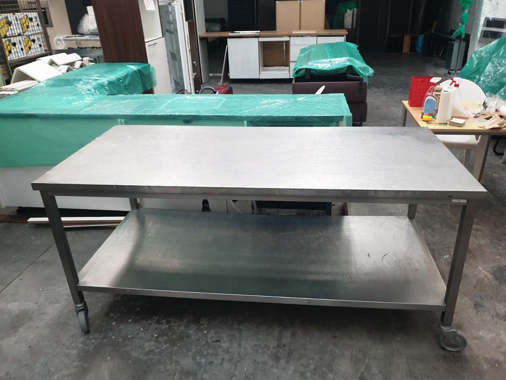 Inox wasbak tafels 160 x 90 cm en inox tafel 200 x 90 cm, Ophalen, Gebruikt