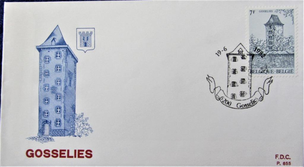 FDC TOERISME- GOSSELIES, Ophalen of Verzenden, Gestempeld, Plaats of Gebouw
