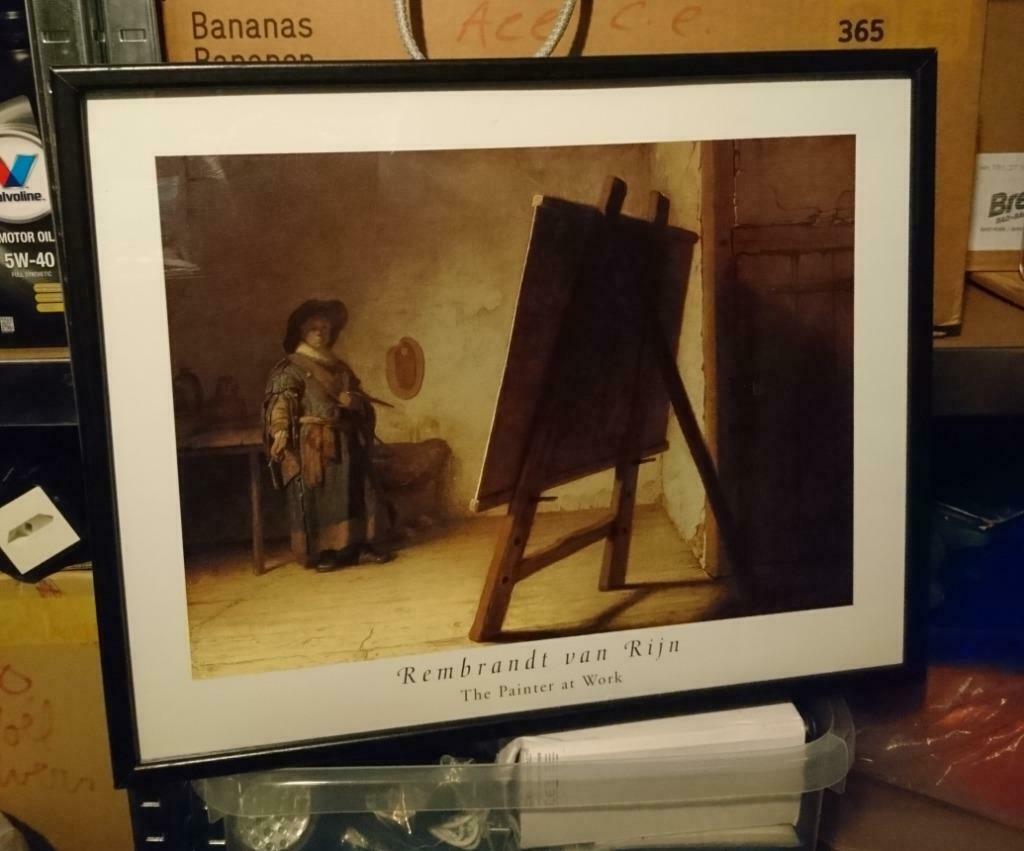 Cadre décoratif avec photo peinture Rembrandt, Enlèvement ou Envoi, Utilisé, Bois