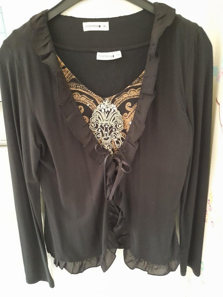 Mooi topje met bijpassend vestje, Enlèvement ou Envoi, Comme neuf, Taille 38/40 (M), Noir