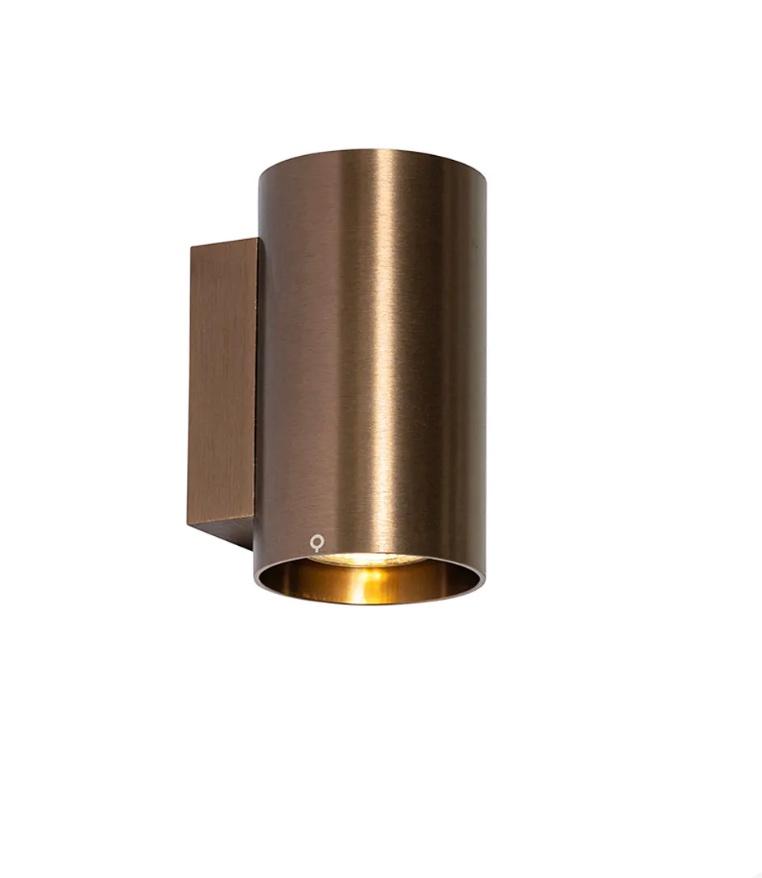 2 stuks Wandlampen qazqa sandy wl dark bronze round, Huis en Inrichting, Ophalen, Nieuw