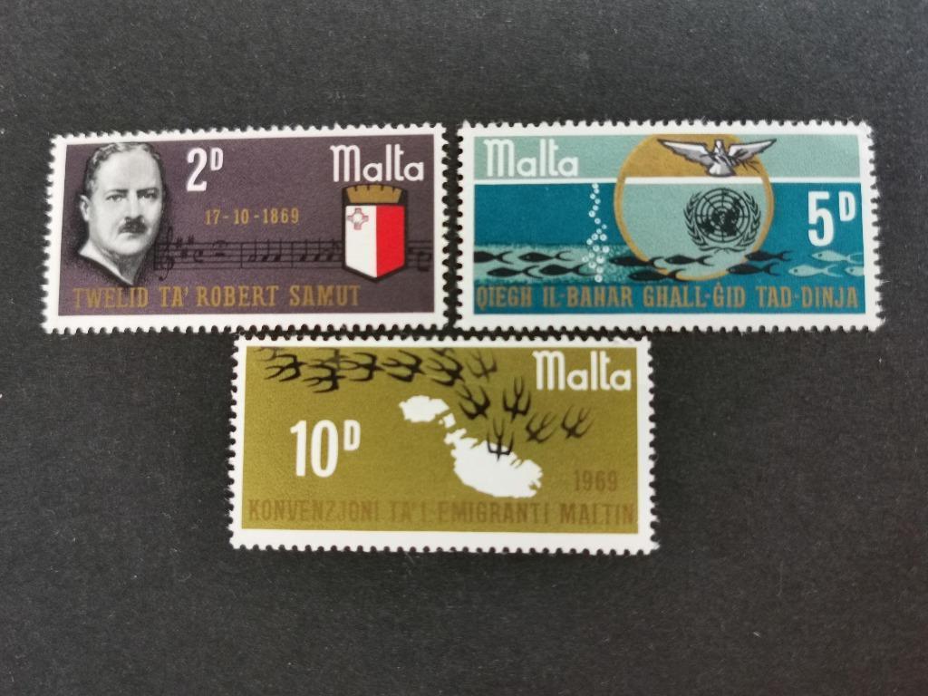 Malte 1969 - compositeur, oiseaux, poissons, carte **, Enlèvement ou Envoi, Malte, Non oblitéré