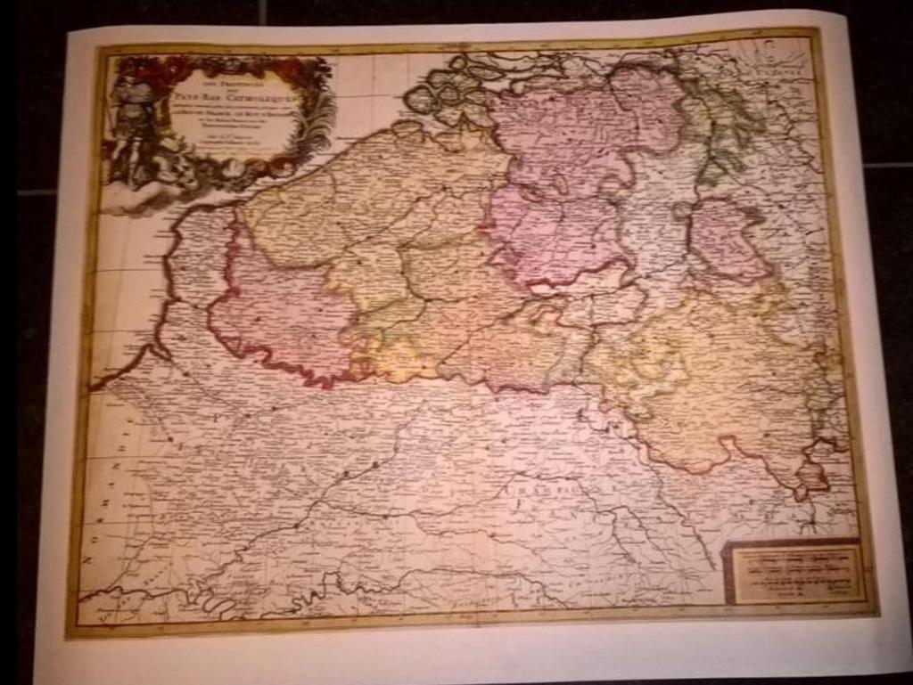 vintage de provincies van de katholieke laaglanden, Boeken, Atlassen en Landkaarten, Ophalen, Gelezen, Nederland, Landkaart