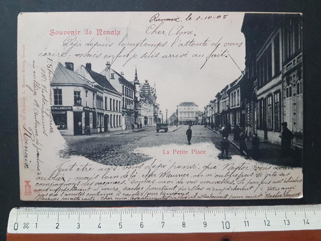 Postkaart Ronse Souvenir de Renaix La petite place 1905, Verzamelen, Postkaarten | België, Gelopen, Oost-Vlaanderen, Voor 1920
