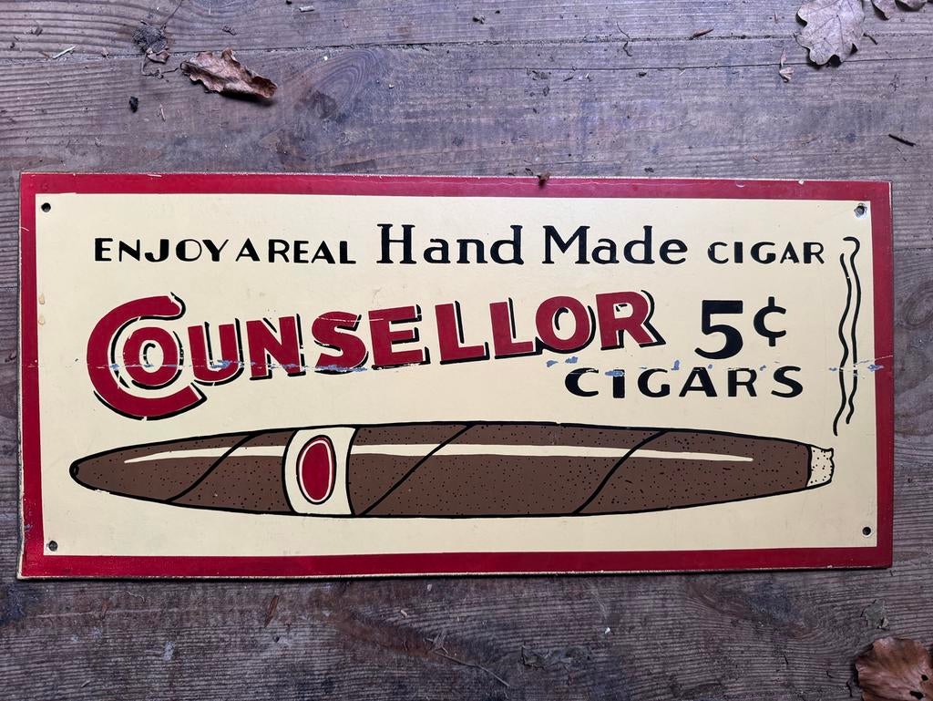 Retro metalen plaat Counsellor Cigars, Collections, Marques & Objets publicitaires, Enlèvement ou Envoi