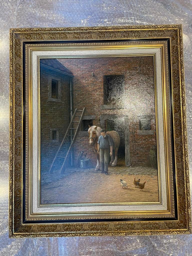 Schilderij Van Baelen J. *** Boer met paard, Ophalen