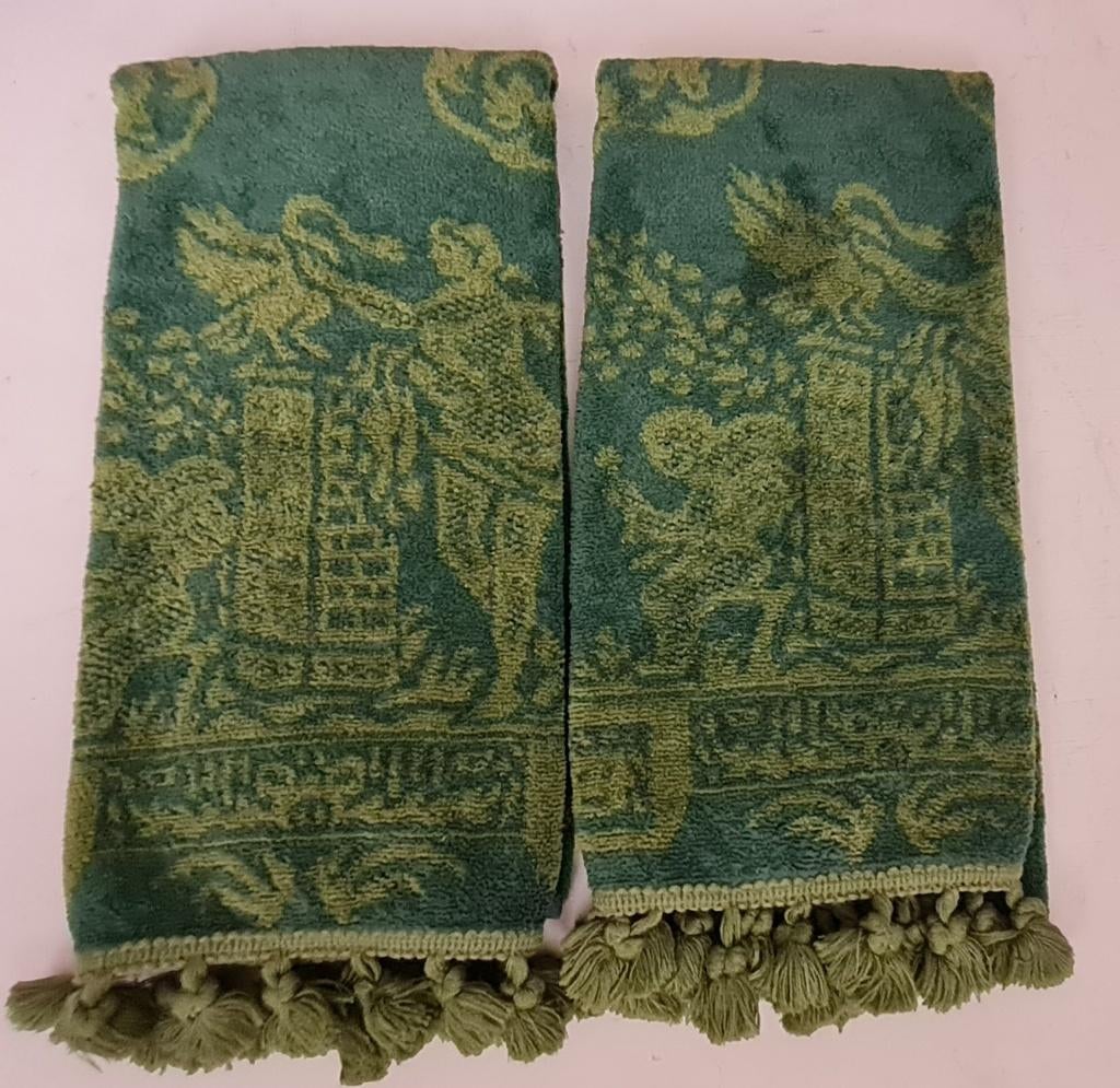 2 serviettes d'hôtes Italie - Putti's - Cupids, Enlèvement ou Envoi, Neuf, Vert, Serviette invité