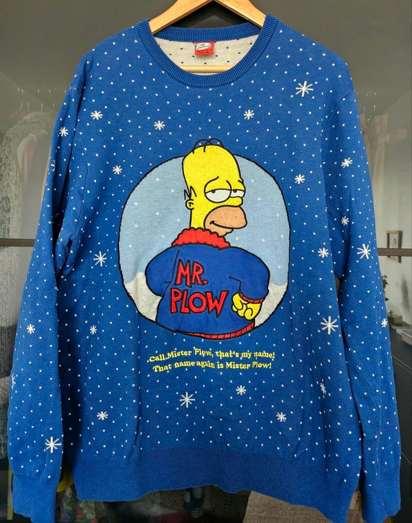 Te koop een mannen sweter met Simpson tekening., Ophalen, Zo goed als nieuw, Maat 56/58 (XL), Blauw