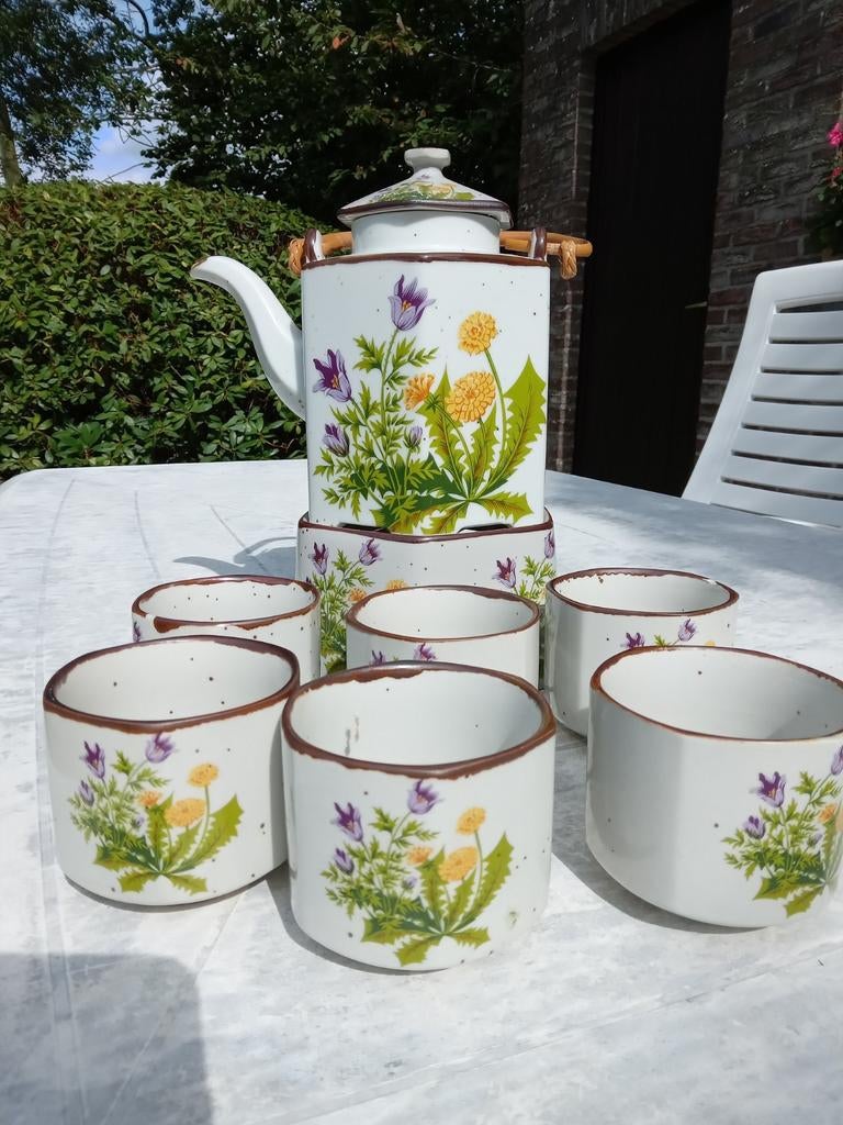 Theeservies met 6 kopjes, Huis en Inrichting, Ophalen, Gebruikt