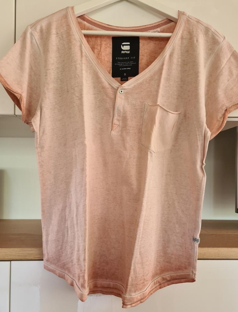 'Washed' roze dames-shirt 'G-star RAW' (maat: S), Ophalen of Verzenden, Zo goed als nieuw, Korte mouw, Roze