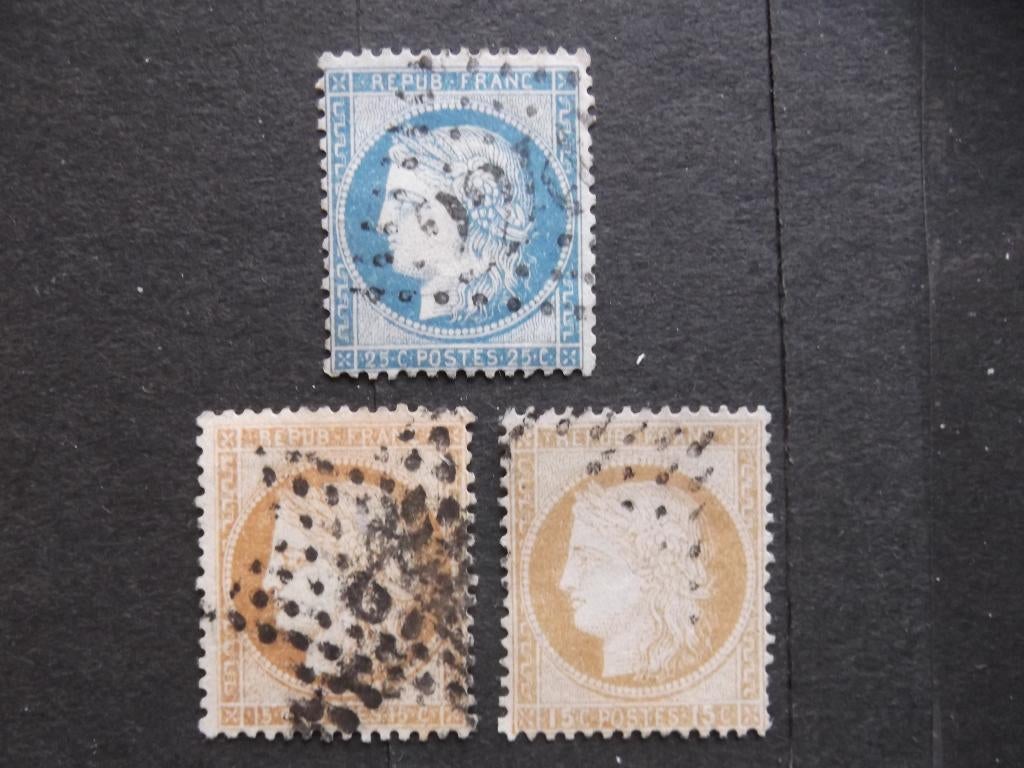 France Yv 55+59+60A Ceres 1871-1873, Ophalen of Verzenden, Gestempeld