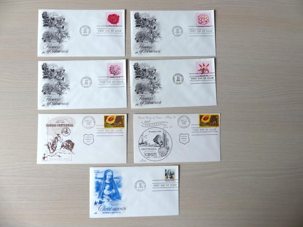 7 First day of issue USA (FDC), Postzegels en Munten, Ophalen of Verzenden