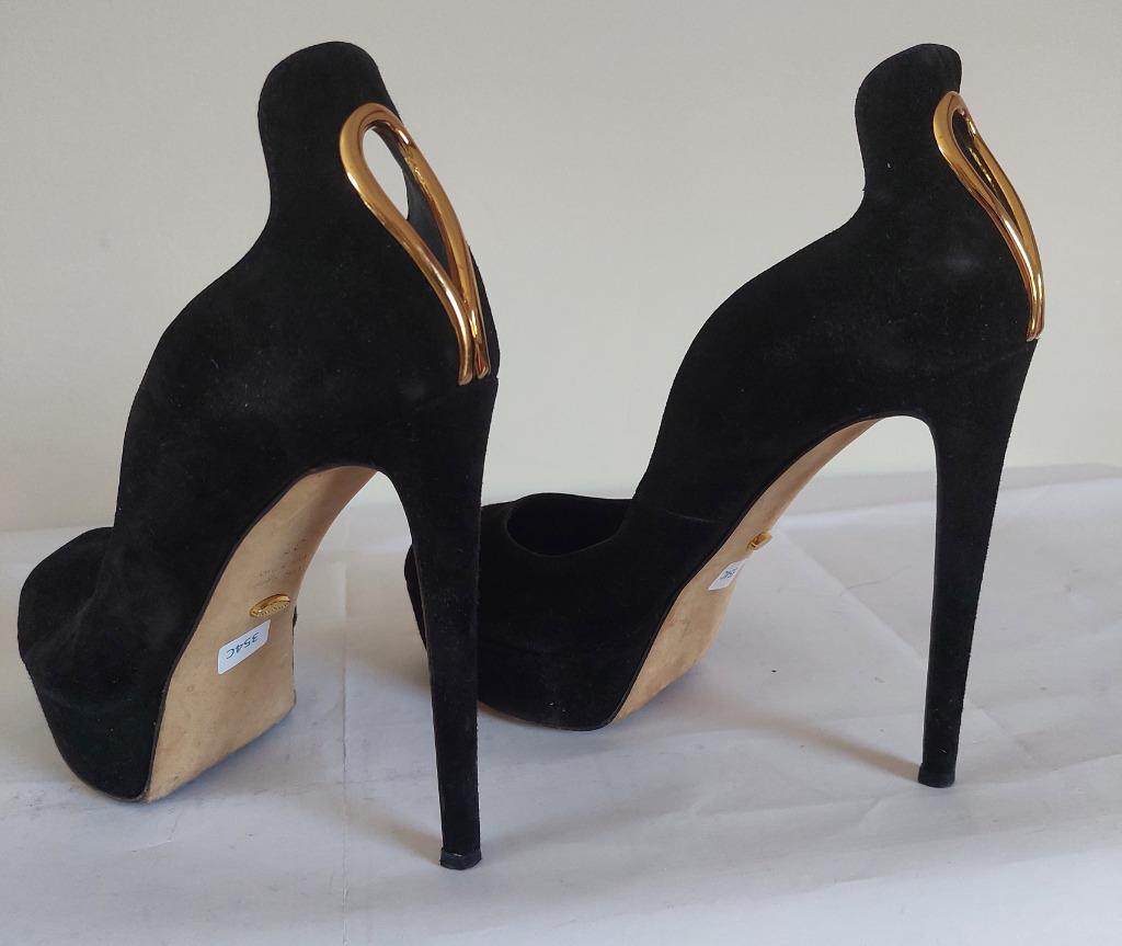 354C* Sergio ROSSI zwarte pumps luxe peep toe tt leer p37, Kleding | Dames, Schoenen, Gedragen, Pumps, Zwart, Verzenden