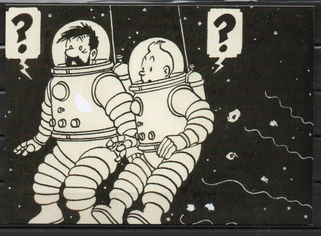Carte postale : Hergé : Tintin : On a marché sur la lune, Collections, Enlèvement ou Envoi